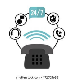 phone headphone chronometer customer service technical service call center icon set. Colorful and flat design. Vector illustration