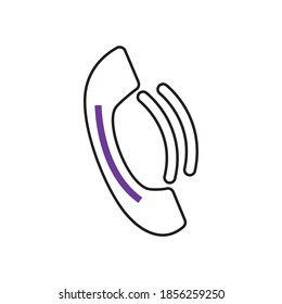 phone headset icon over white background, line style, vector illustration