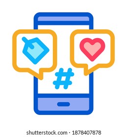 Phone Heart Label Icon Vector. Outline Phone Heart Label Sign. Isolated Contour Symbol Illustration