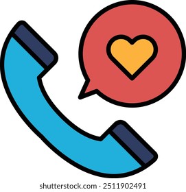 A phone with a heart on it and a speech bubble. The image conveys a message of love and affection