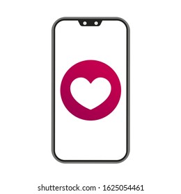 Phone and heart on white background. Vector illustration in trendy flat style. ESP 10.