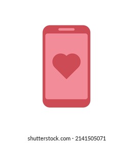 Telefon mit Herz-Vektorsymbol. Datingapp-Symbol