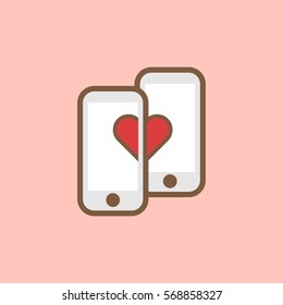phone  and  heart vector icon  isolated 