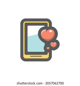 Phone Hearts likes Vector icon Cartoon illustration