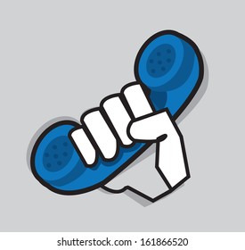Phone held by hand symbol 