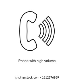 Phone With High Volume Icon Vector On White Background. Black Icon Illustration