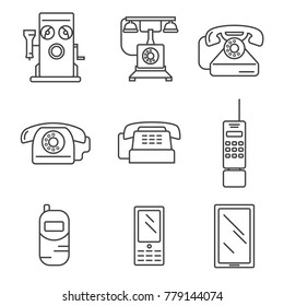 Phone History. Evolution. Simple Line Design Vector Icon Set. Illustration