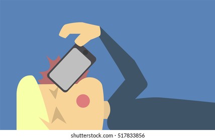 Phone Hit Face Illustration