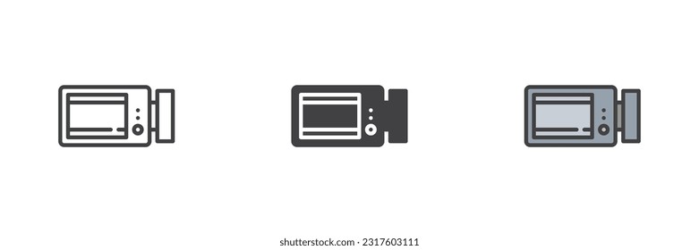 Phone holder different style icon set. Line, glyph and filled outline colorful version, outline and filled vector sign. Symbol, logo illustration. Vector graphics