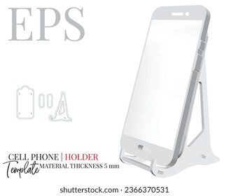 Phone Holder Template with die cut layers. Vector with die cut, laser cut layers. Mobile Phone charger. Creative packaging design. White, blank, isolated mock up on white background