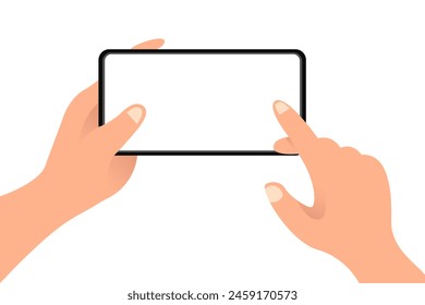 Phone Holding In Hand Blank White Screen Mockup Vector Illustration