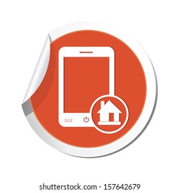 Phone with home menu icon. Vector illustration