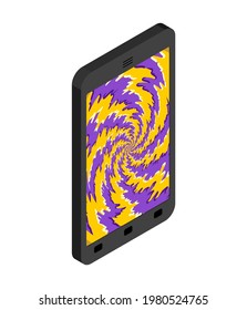 Phone hypnosis. Smartphone screen hypnotizes. vector illustration