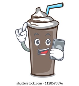 With phone ice chocolate character cartoon