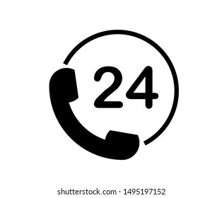 Phone icon 24 hours support vector isolated on white background.