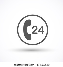 Phone icon 24 hours support vector isolated on white background. Telephone symbol for your design, logo, application, UI.