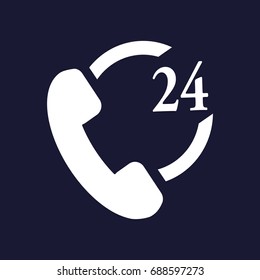 Phone icon 24 hours support. Handset vector illustration
