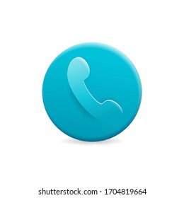 Phone icon in 3D style  - call center logo or contacts pictogram - isolated vector sign
