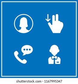 phone icon. 4 phone vector set. call, swipe down, user and assistance icons for web and design about phone theme