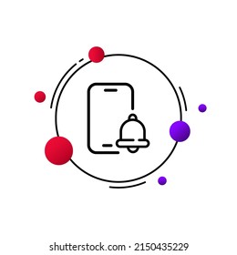 Phone icon. Alarm. Notification. Communication by phone in different parts of the world. One line style. vector eps 10