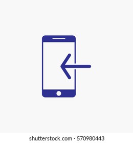 Phone Icon with Back Arrow Symbol. Flat Graphic Vector Isolated