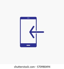Phone Icon with Back Arrow Symbol. Flat Graphic Vector Isolated Use for App, Mobile, Web and Everything