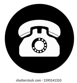 Phone icon in a black circle on a white background.
