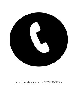 Phone icon in black circle. Vector Illustration
