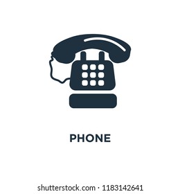 Phone icon. Black filled vector illustration. Phone symbol on white background. Can be used in web and mobile.