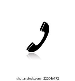 phone icon - black vector illustration with reflection