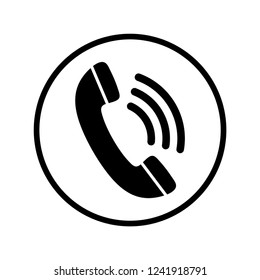 Phone icon in black and white. Telephone symbol. Vector illustration.