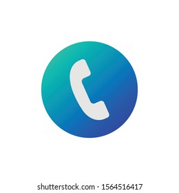 Phone icon button. The basic logo form of telephone receiver with a hanger receiver and signal sign. Stock vector illustration isolated on white background