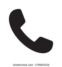 Phone icon. Call application symbol. Flat interface sign. Simple shape old telephone logo. Isolated on white background. Vector illustration image.