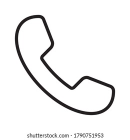 Icono de teléfono. Llamar al símbolo de la aplicación. Señal de interfaz plana. Forma simple del logotipo del teléfono antiguo. Aislado sobre fondo blanco. Imagen de la ilustración del vector.