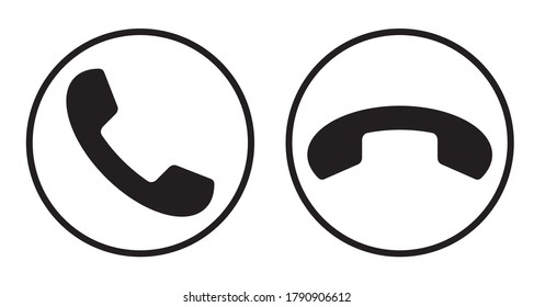 Icono de teléfono. Llamar al símbolo de la aplicación. Señal de interfaz plana. Forma simple del logotipo del teléfono antiguo. Aislado sobre fondo blanco. Imagen de la ilustración del vector.