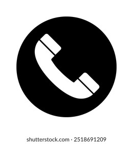 Phone icon. Phone call icon. Black handset phone icon. Contact us sign. Vector illustration.