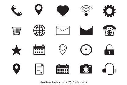 Phone icon, call icon, email, envelope, Wi-Fi icon, wireless connection icon