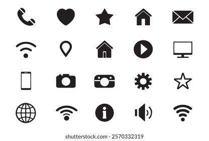 Phone icon, call icon, email, envelope, Wi-Fi icon, wireless connection icon