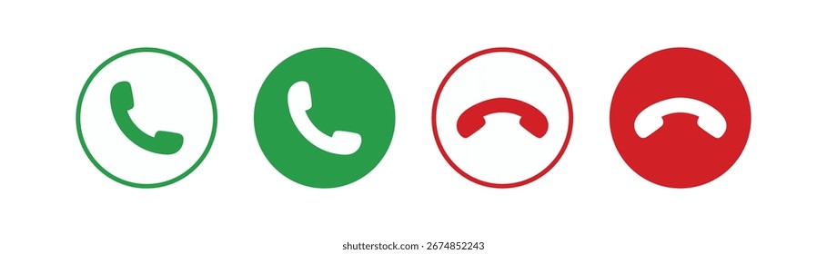 Icono del teléfono con los símbolos de la llamada y de timbre, Ilustración vectorial del teléfono