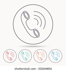 Phone icon. Call sign. Linear circle icons.