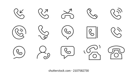 Telefonsymbol, Anruf, Smartphone-Symbol, Vektordesign, Telefonkontakt, Mobilfunk-Unterschiedliche Kontakte