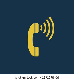 phone icon, call symbol. Flat vector sign isolated on blue background. Simple vector illustration for graphic and web design.