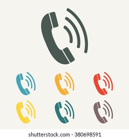 Phone icon. Call symbol in flat style. Colorful vector illustration.