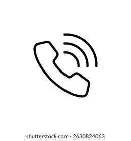 Icono del teléfono, Vector del icono de la llamada. en diseño del estilo de la línea en el fondo blanco. Ilustración vectorial