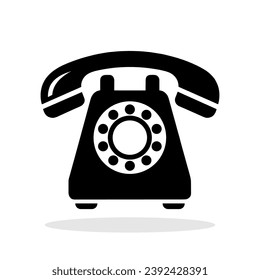 Phone icon. Classic black rotary telephone icon. Communication concept. Vector illustration