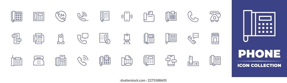 Phone icon collection. Duotone color. Vector illustration. Containing telephone, hours, phone call, fax, phone, message, handphone, call, mobile store, landline, chat.
