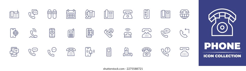 Phone icon collection. Duotone color. Vector illustration. Containing phone, phone call, telephone, browser, call, internet, phone contact, smartphone, chat, notification bell, old.