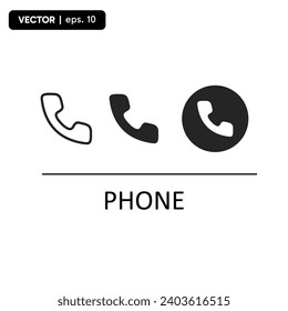 phone icon, communication tool icon, 3 types of icons with a white background. vector eps 10