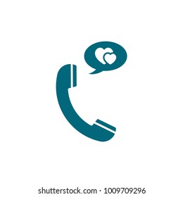 phone icon conception with heart bubble speech symbol, phone vector icon, telephone icon 