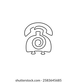 Phone icon, continuous line drawing, small tattoo, print for clothes, emblem or logo design, silhouette one single line on a white background, isolated vector illustration.